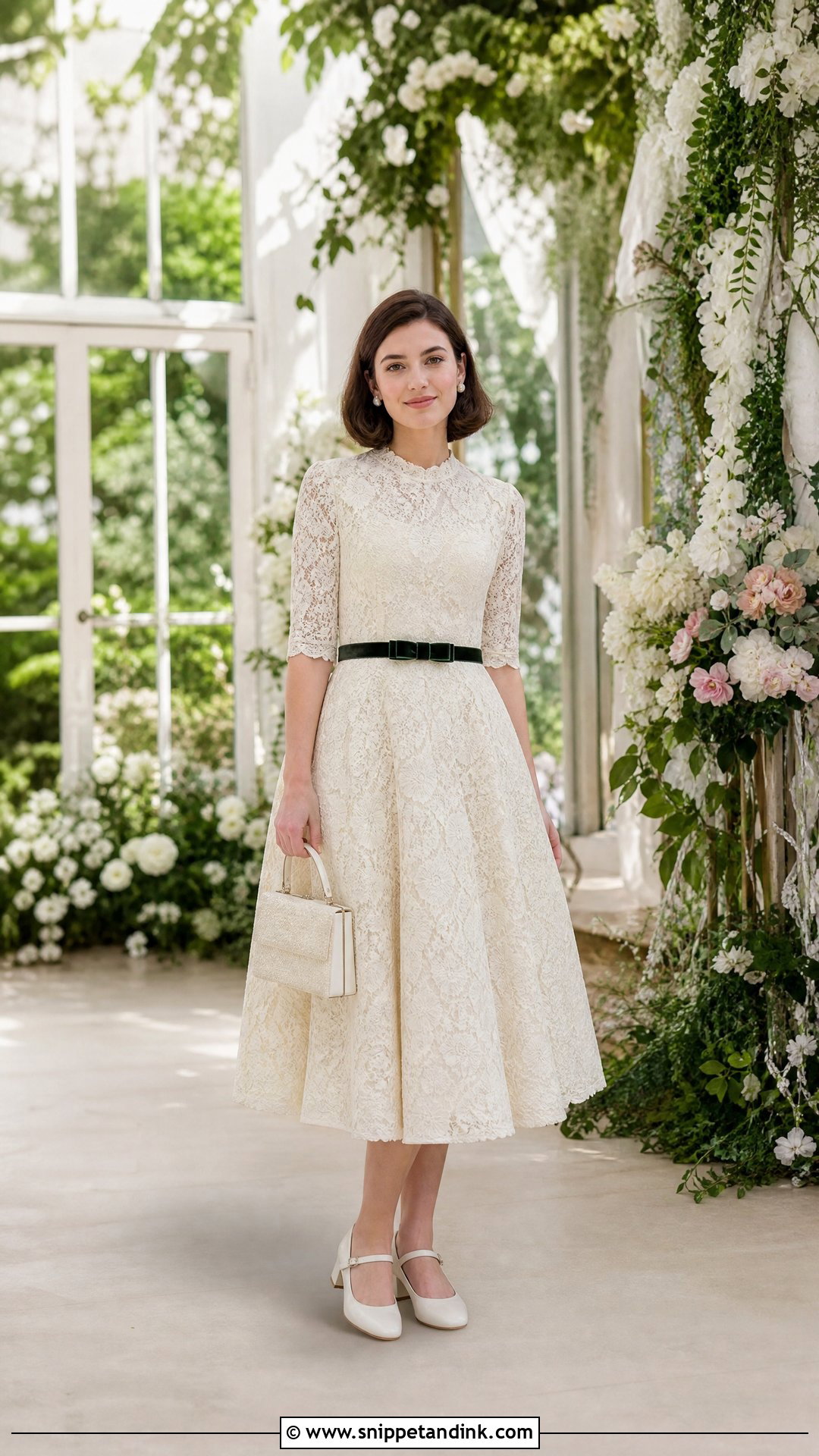 Tea Length Wedding Dress With Mary Jane Shoes - Snippet and Ink - 20 Upcycle Wedding Dress Ideas