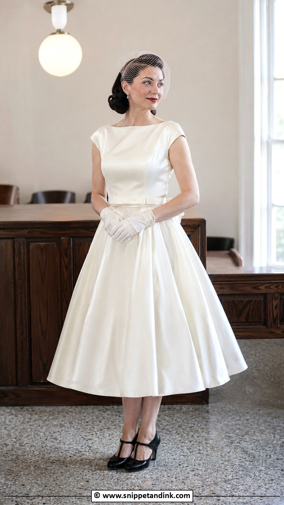 Tea Length Wedding Dress With Mary Janes - Snippet and Ink - 30 Alt Wedding Dress Ideas