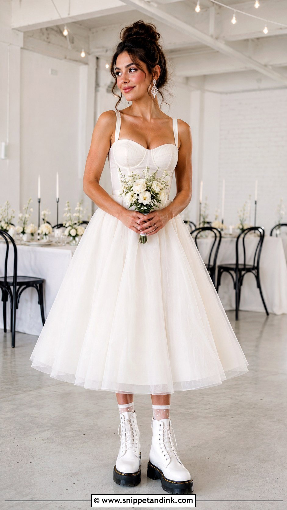 Tea Length Wedding Dress With Platform Doc Martens - Snippet and Ink - 20 Doc Martens Wedding Ideas