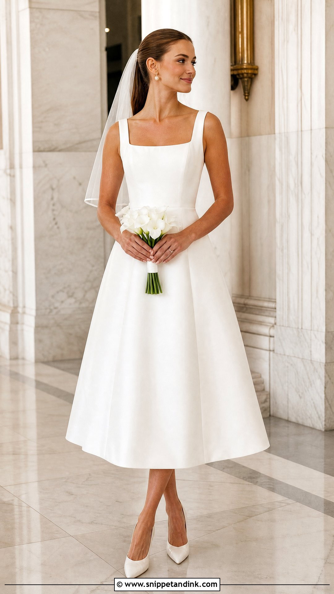 Tea Length Wedding Dress With Pumps - Snippet and Ink - 20 Wedding Dress for Tall Bride Ideas