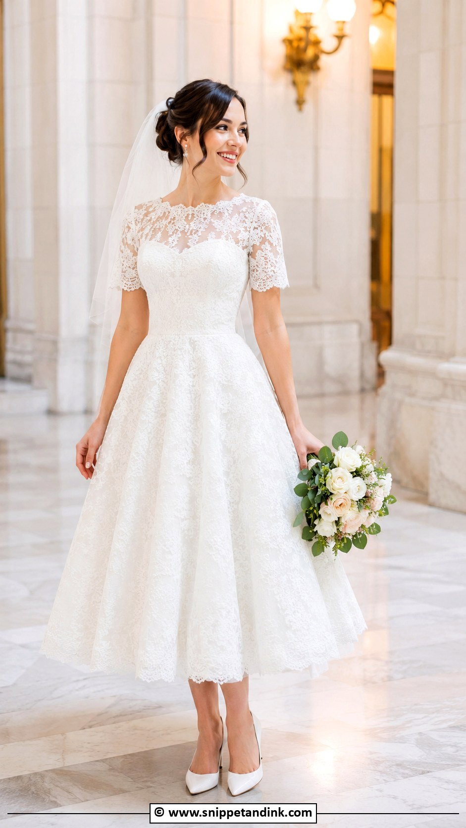 Tea Length Wedding Dress With Sleeves - Snippet and Ink - 35 Wedding Dresses with Sleeves