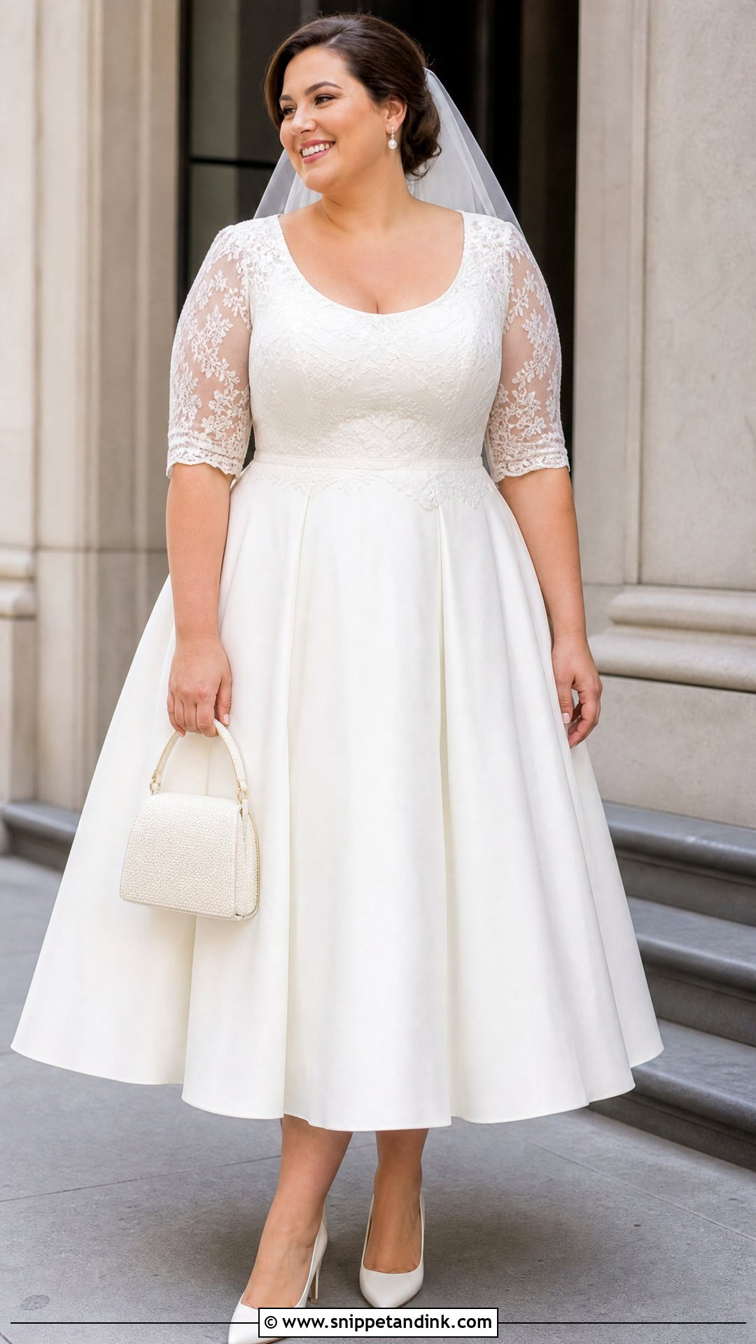 Tea Length Wedding Dress With Sleeves - Snippet and Ink - 25 Wedding Dresses for Big Busts