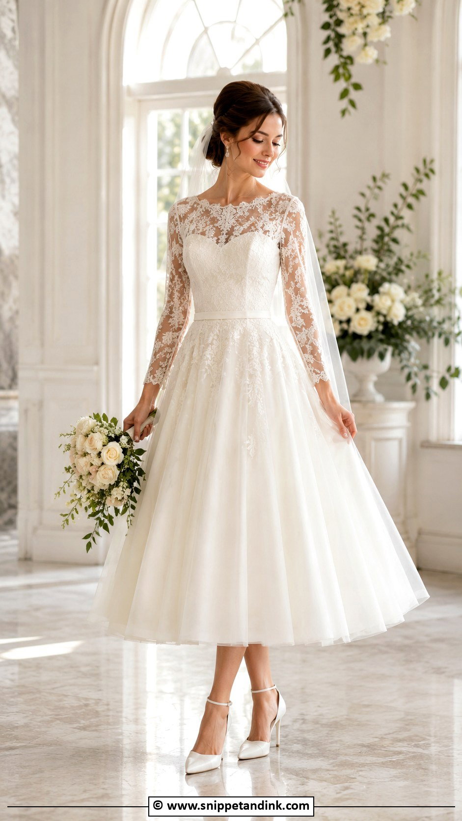 Tea Length Wedding Dress With Sleeves - Snippet and Ink - 30 Tea Length Wedding Dress Ideas