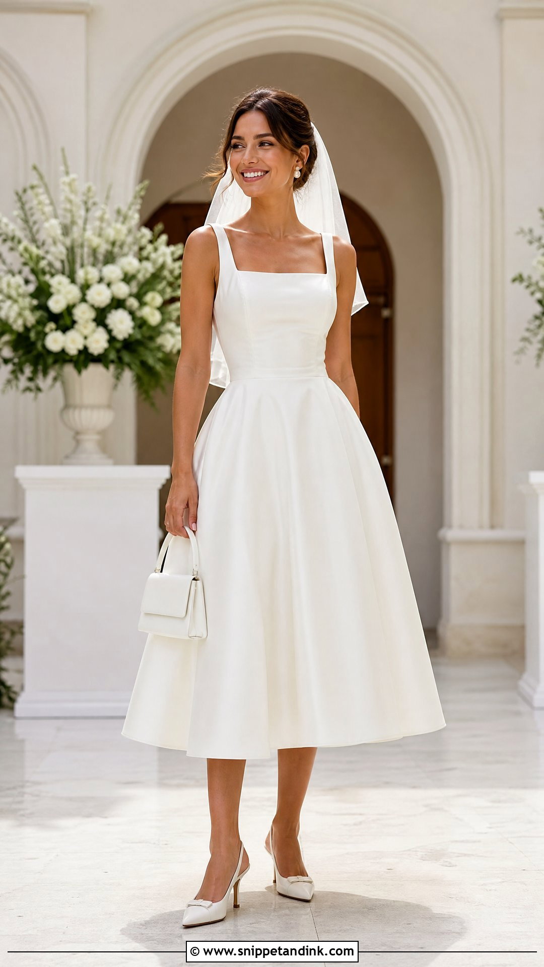 Tea Length Wedding Dress With Slingback Heels - Snippet and Ink - 20 Second Marriage Wedding Dresses