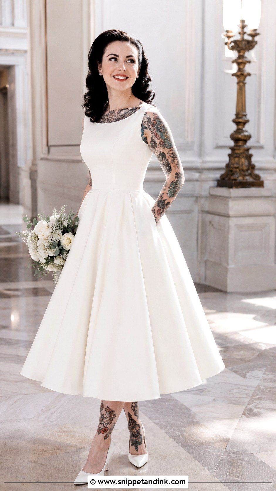 Tea Length Wedding Dress With Tattoos - Snippet and Ink - 25 Wedding Dress with Tattoos Ideas