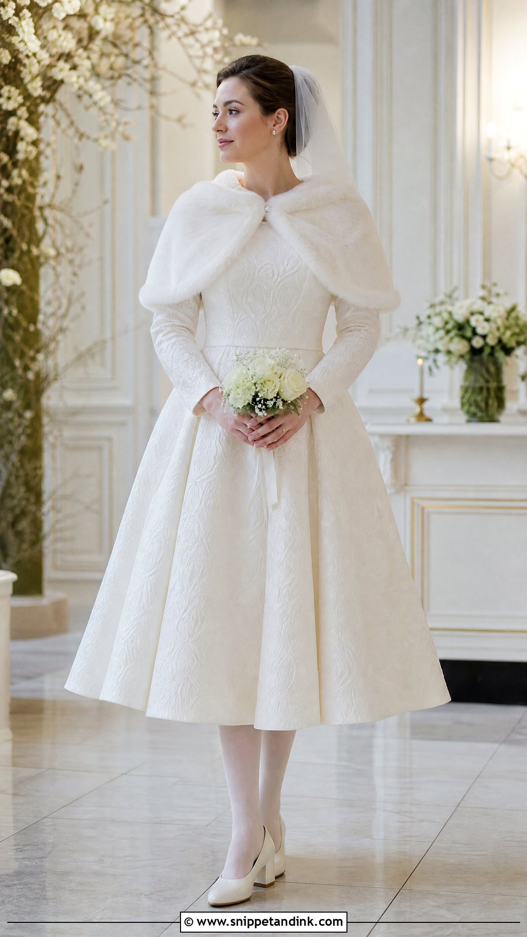 Tea Length Wedding Dress With Tights - Snippet and Ink - 20 Warm Wedding Dress Ideas