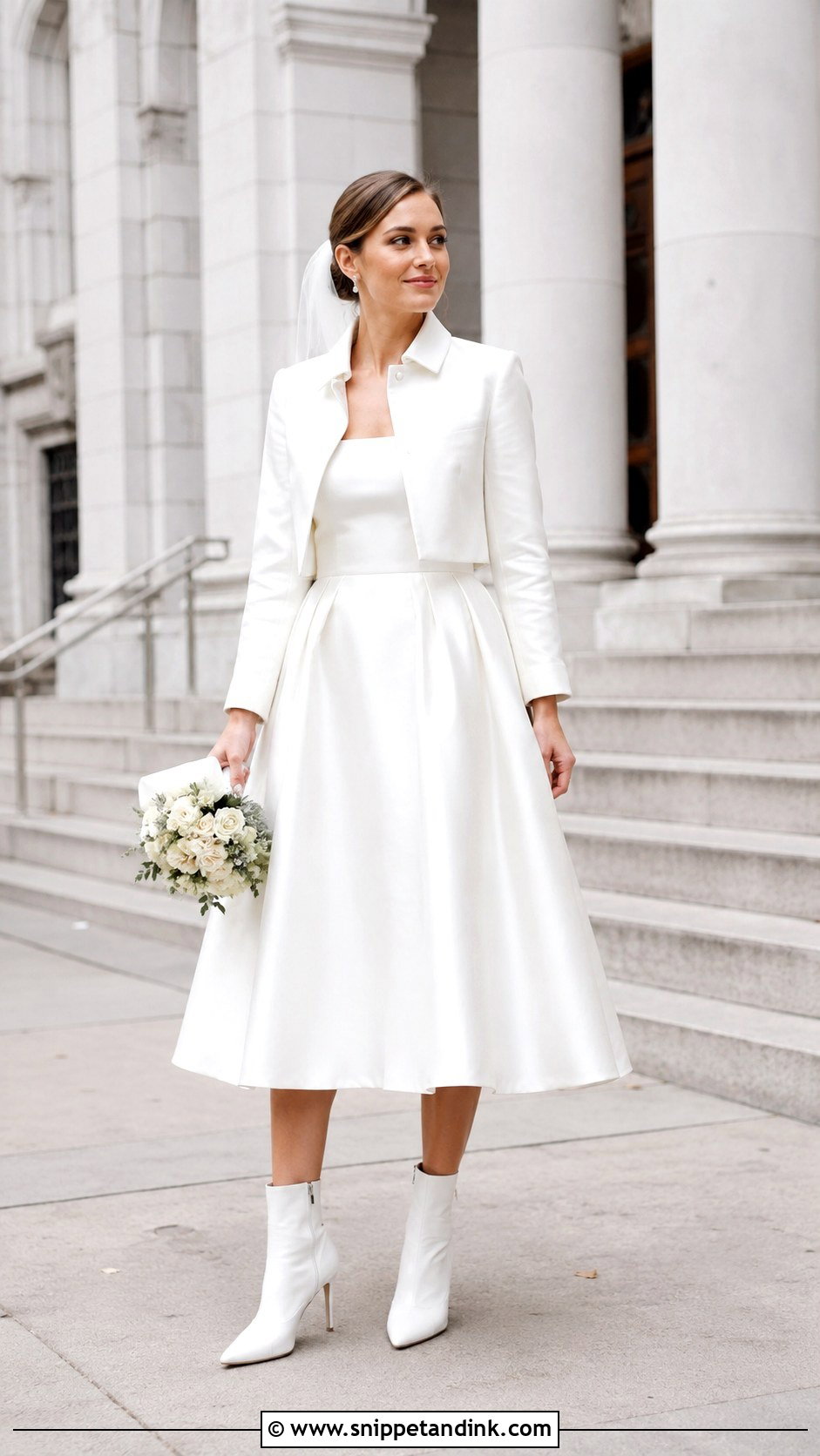 Tea Length Wedding Dress With White Boots - Snippet and Ink - 20 Unusual Wedding Dress Ideas