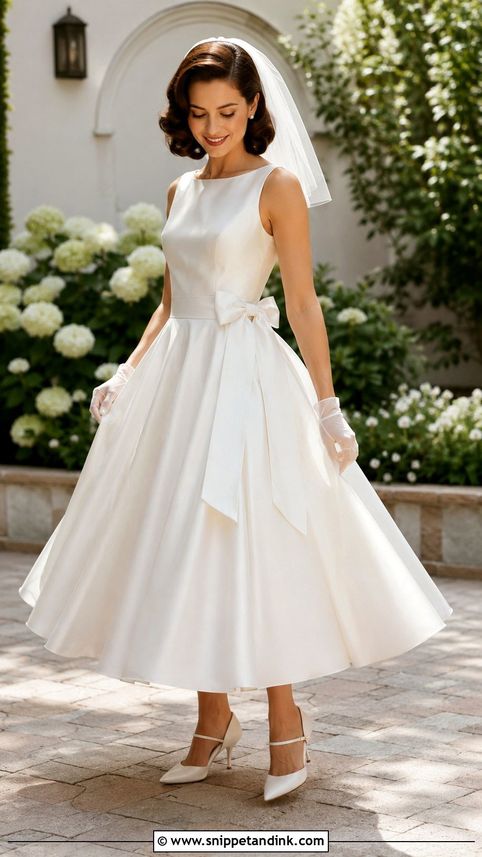 Tea Length Wedding Dress with Sash Bow - Snippet and Ink - 20 Wedding Dresses with Bow