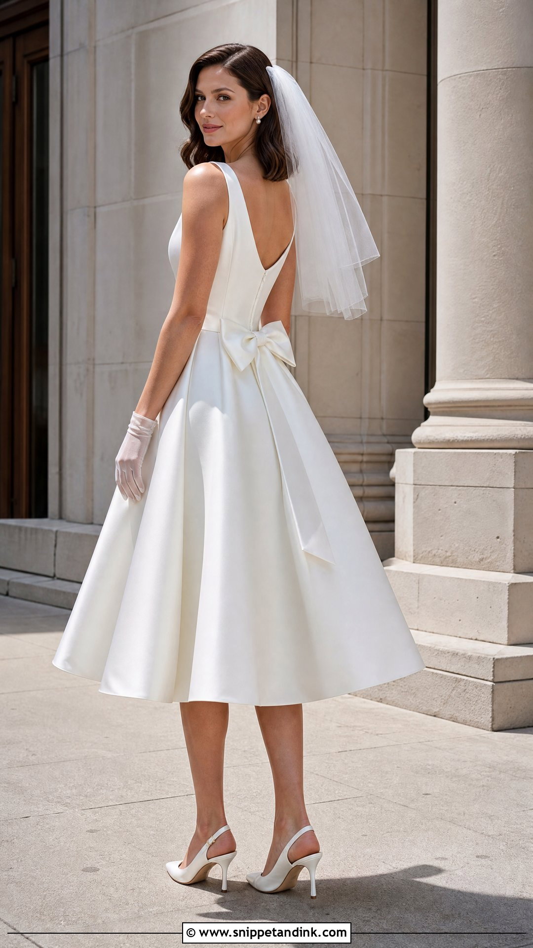 Tea Length Wedding Dress with a Back Bow - Snippet and Ink - 20 Wedding Dress with a Bow Ideas