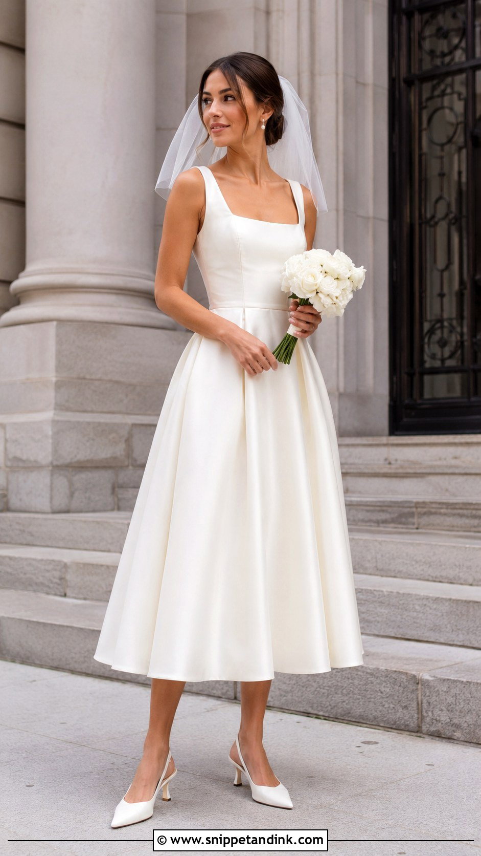 Tea Length Wedding Gown - Snippet and Ink - 20 Modern Minimalist Wedding Gown Ideas