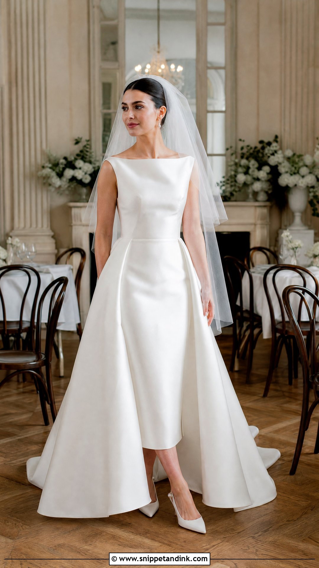 Tea Length Wedding Gown With Detachable Overskirt - Snippet and Ink - 25 Two Way Wedding Gown Ideas