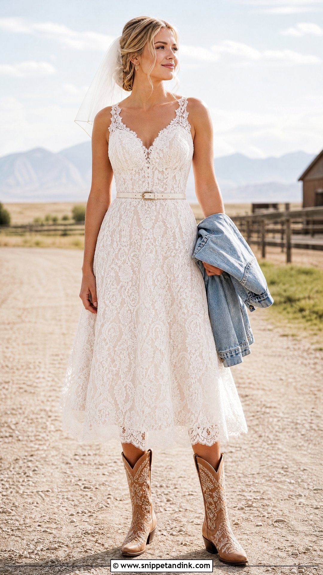 Tea Length Western Lace Wedding Dress - Snippet and Ink - 20 Western Lace Wedding Dress Ideas