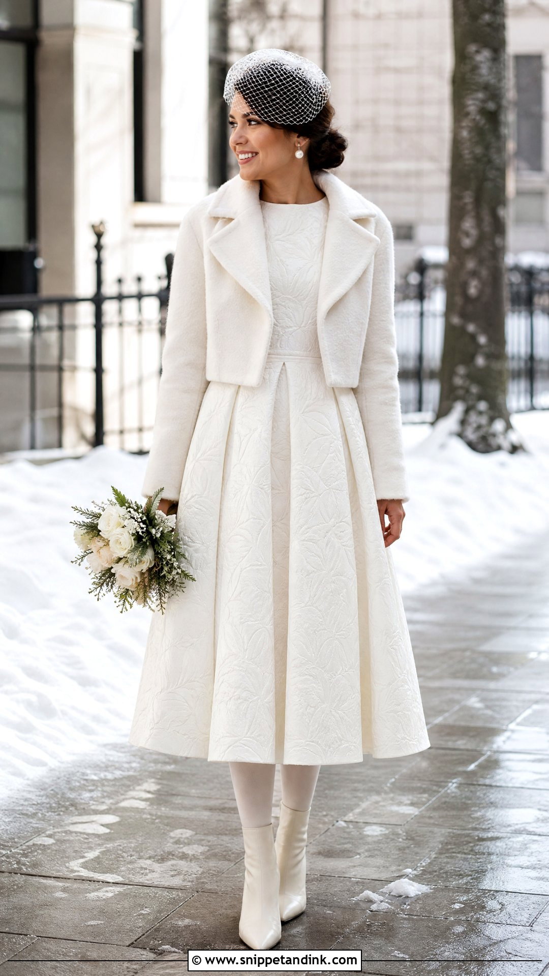 Tea Length Winter Elopement Dress - Snippet and Ink - 25 Winter Elopement Dress Ideas