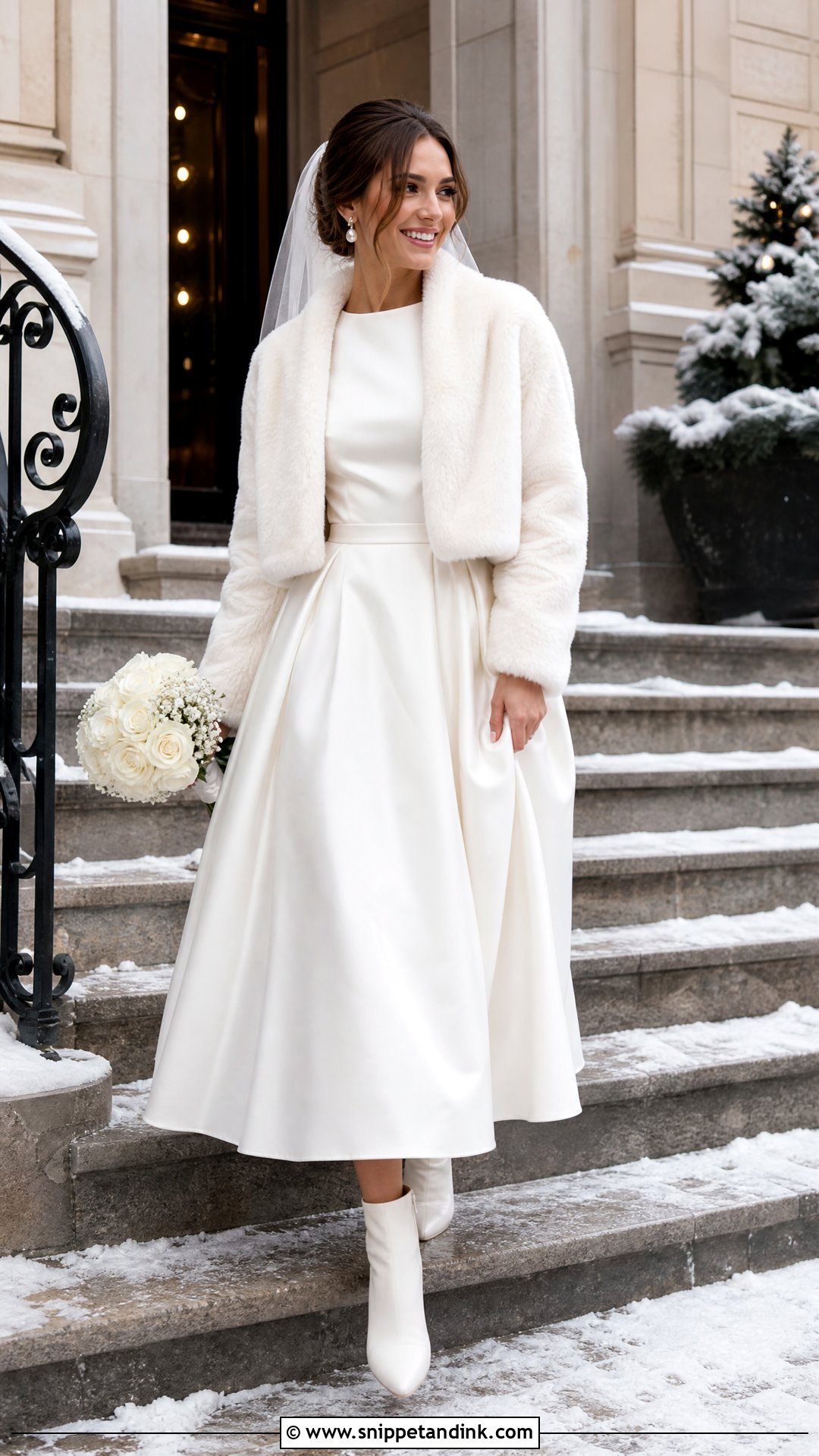 Tea Length Winter Wedding Dress - Snippet and Ink - 20 Winter Wonderland Wedding Dress Ideas
