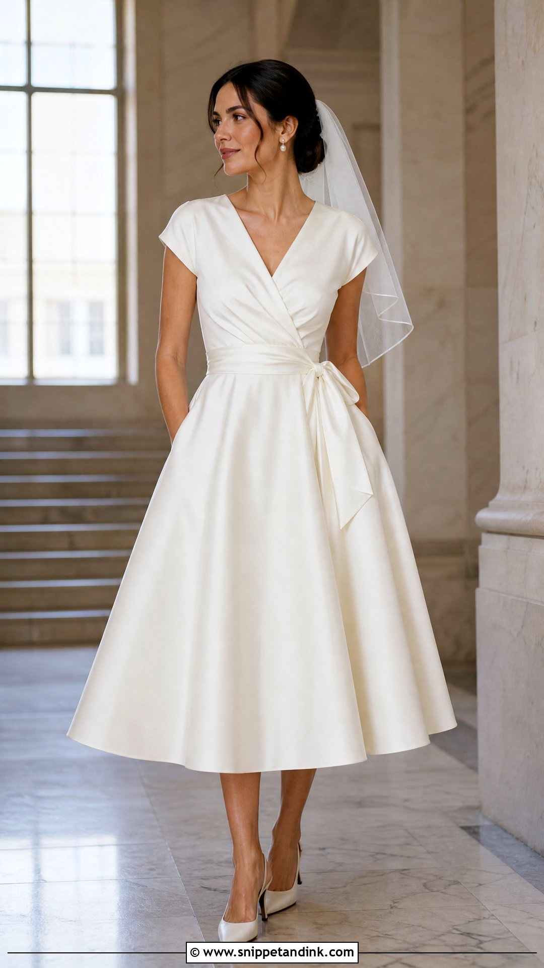 Tea Length Wrap Wedding Dress - Snippet and Ink - 20 Wrap Wedding Dress Ideas