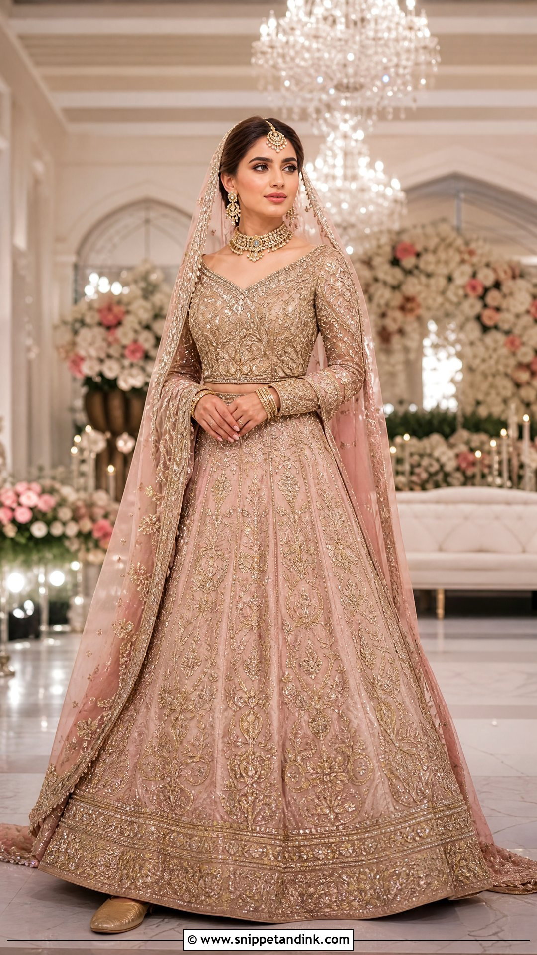 Tea Pink Bridal Lehenga With Zardozi Choli - Snippet and Ink - 20 Tea Pink Bridal Dress Pakistani Ideas