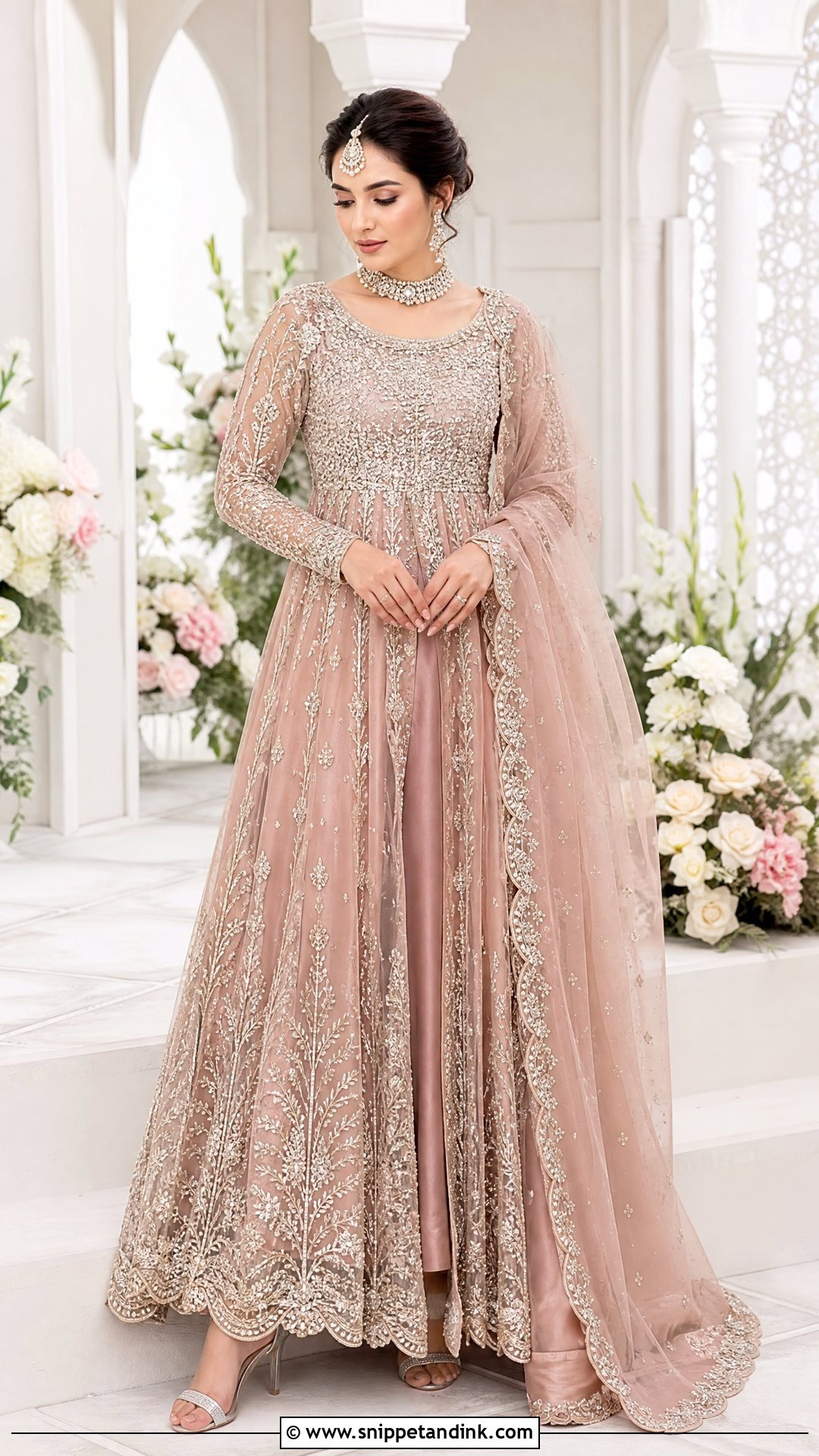 Tea Pink Double Layer Pishwas Bridal Dress - Snippet and Ink - 20 Tea Pink Bridal Dress Pakistani Ideas