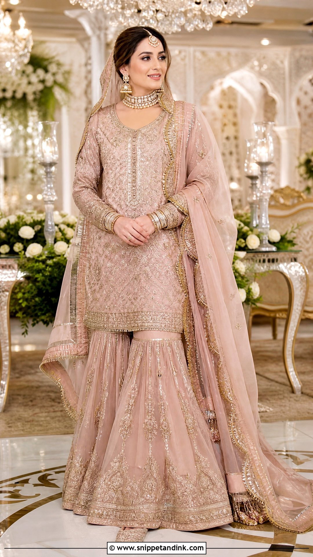 Tea Pink Farshi Gharara Bridal Dress - Snippet and Ink - 20 Tea Pink Bridal Dress Pakistani Ideas