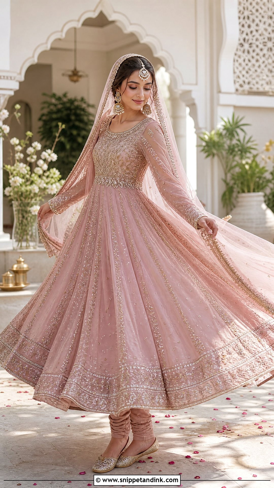 Tea Pink Kalidar Anarkali Bridal Dress - Snippet and Ink - 20 Tea Pink Bridal Dress Pakistani Ideas