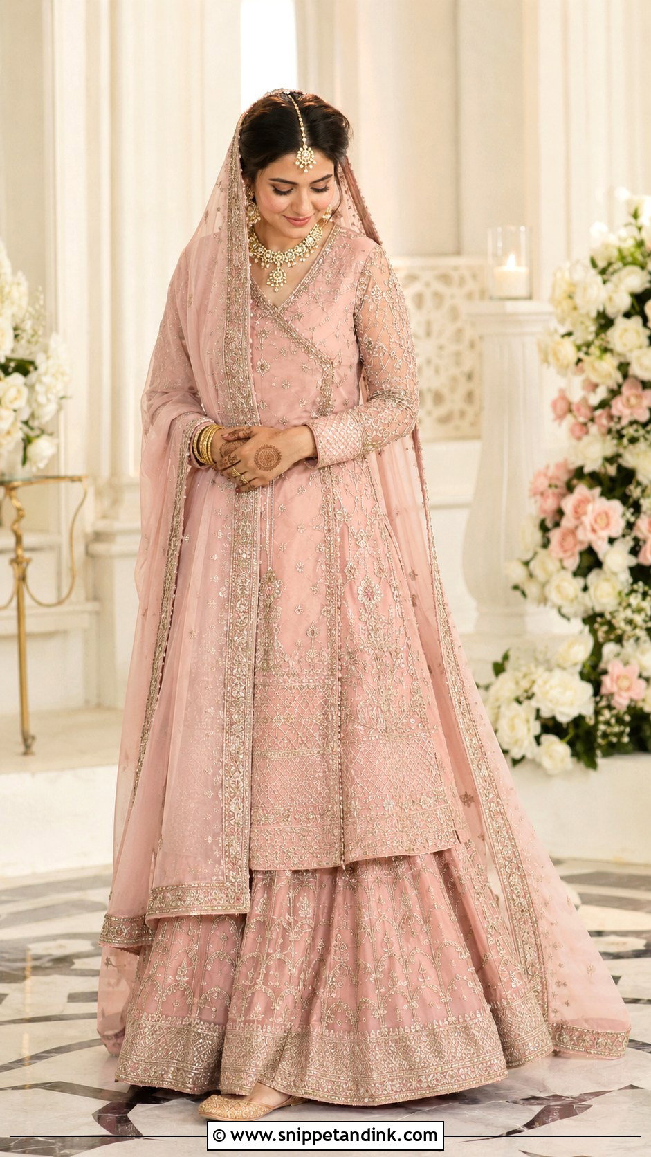 Tea Pink Nikah Angrakha Outfit - Snippet and Ink - 25 Nikah Outfit Muslim Pakistani Bridal Ideas