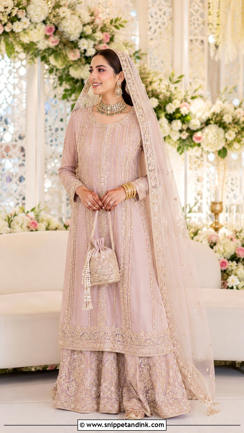 Tea Pink Pakistani Nikah Long Kameez - Snippet and Ink - 20 Nikha Dresses Pakistani Bridal
