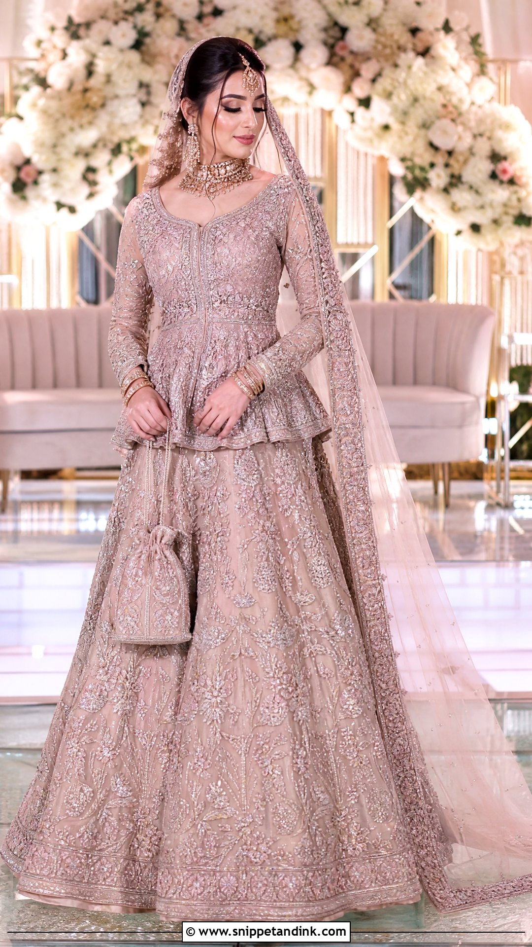 Tea Pink Peplum Choli With Bridal Lehenga - Snippet and Ink - 20 Tea Pink Bridal Dress Pakistani Ideas