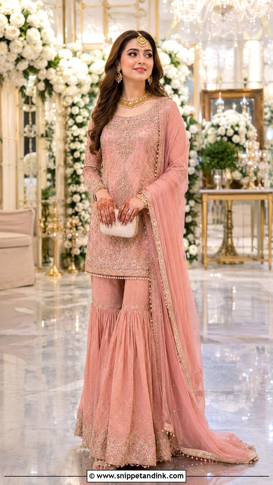 Tea Pink Valima Gharara Dress - Snippet and Ink - 25 Valima Dress for Bride Ideas