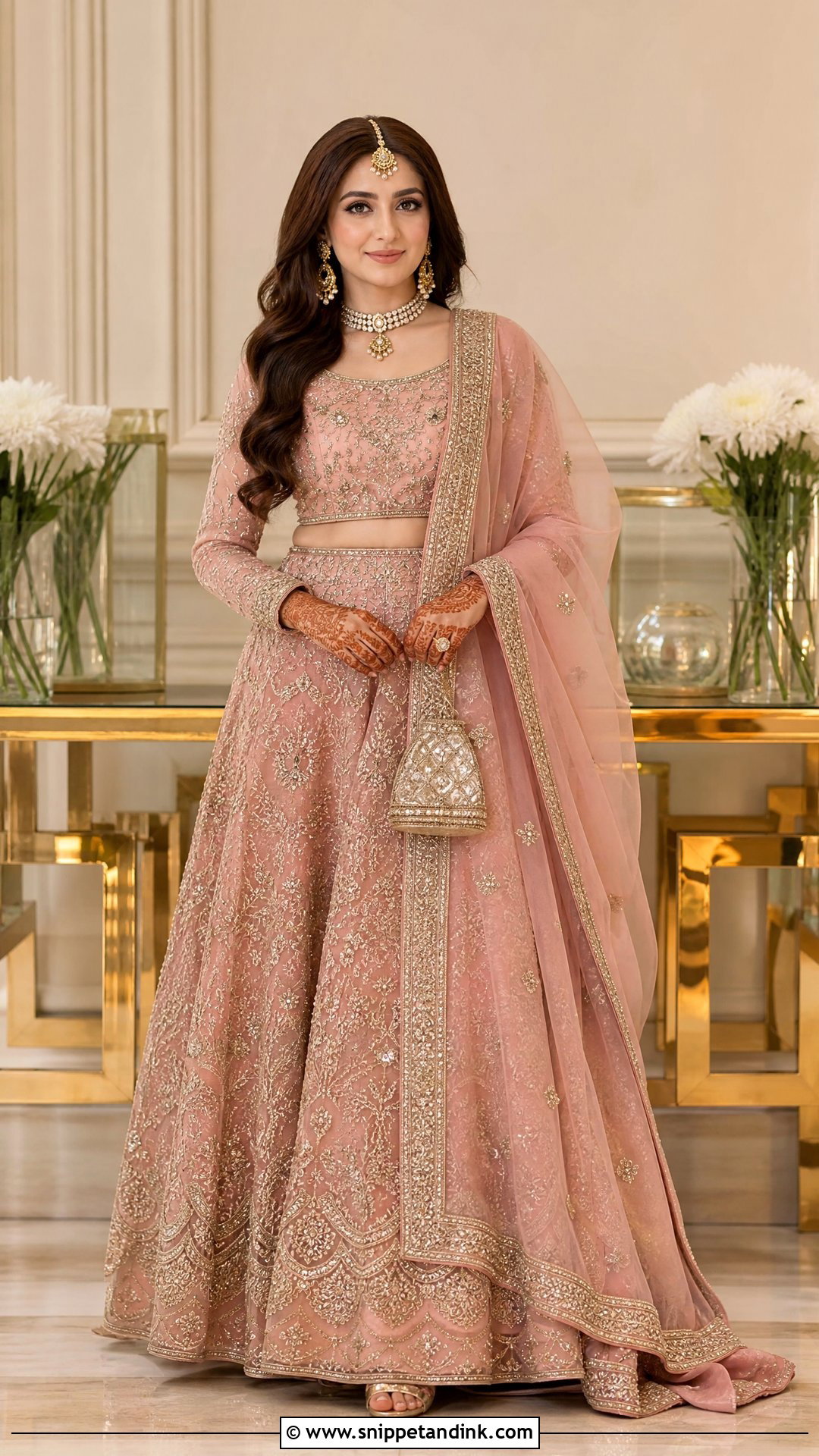 Tea Pink Waleema Dress With Zardozi Work - Snippet and Ink - 25 Waleema Dress Pakistani Bridal Ideas