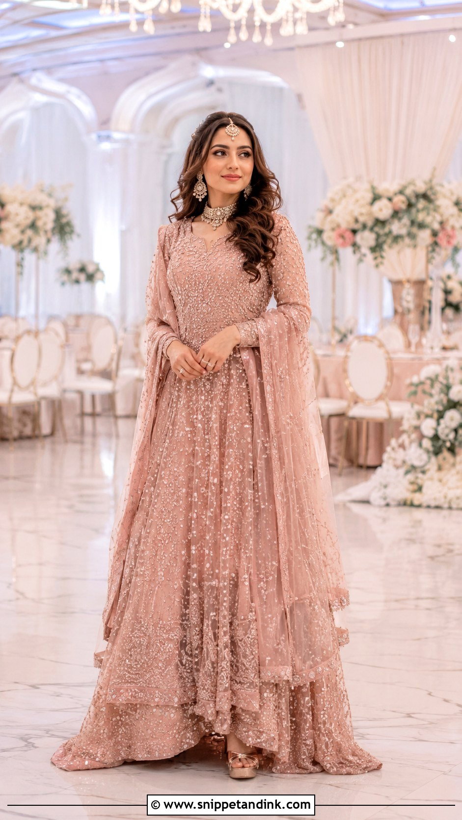Tea Pink Walima Bridal Maxi - Snippet and Ink - 30 Walima Bridal Look Ideas