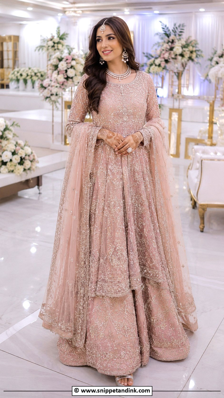 Tea Pink Walima Frock With Lehenga - Snippet and Ink - 35 Walima Dresses Pakistani Brides