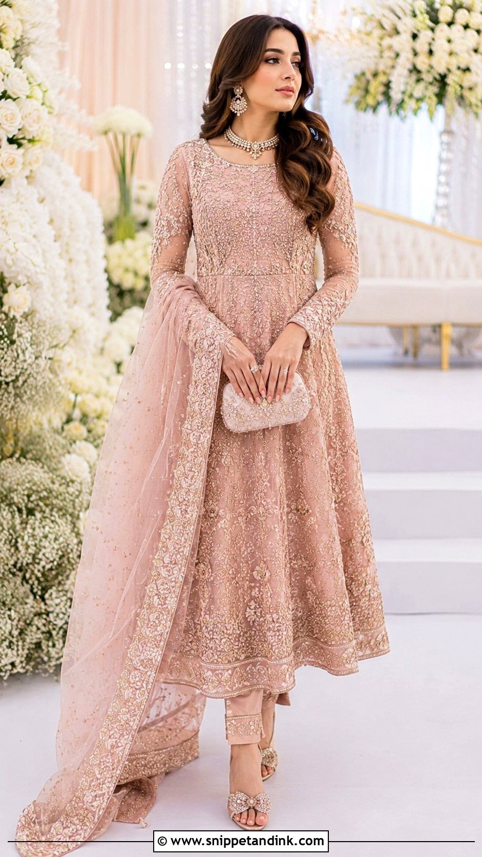 Tea Pink Walima Pishwas Dress - Snippet and Ink - 25 Walima Bride Dresses