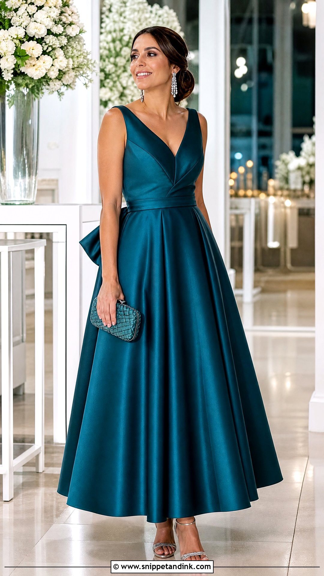 Teal A Line Gown With Back Bow - Snippet and Ink - 20 Gown with Bow At the Back Ideas