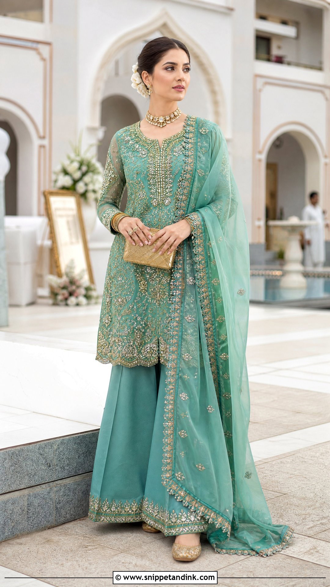Teal Agha Noor Bridal Long Shirt - Snippet and Ink - 20 Agha Noor Bridal Ideas