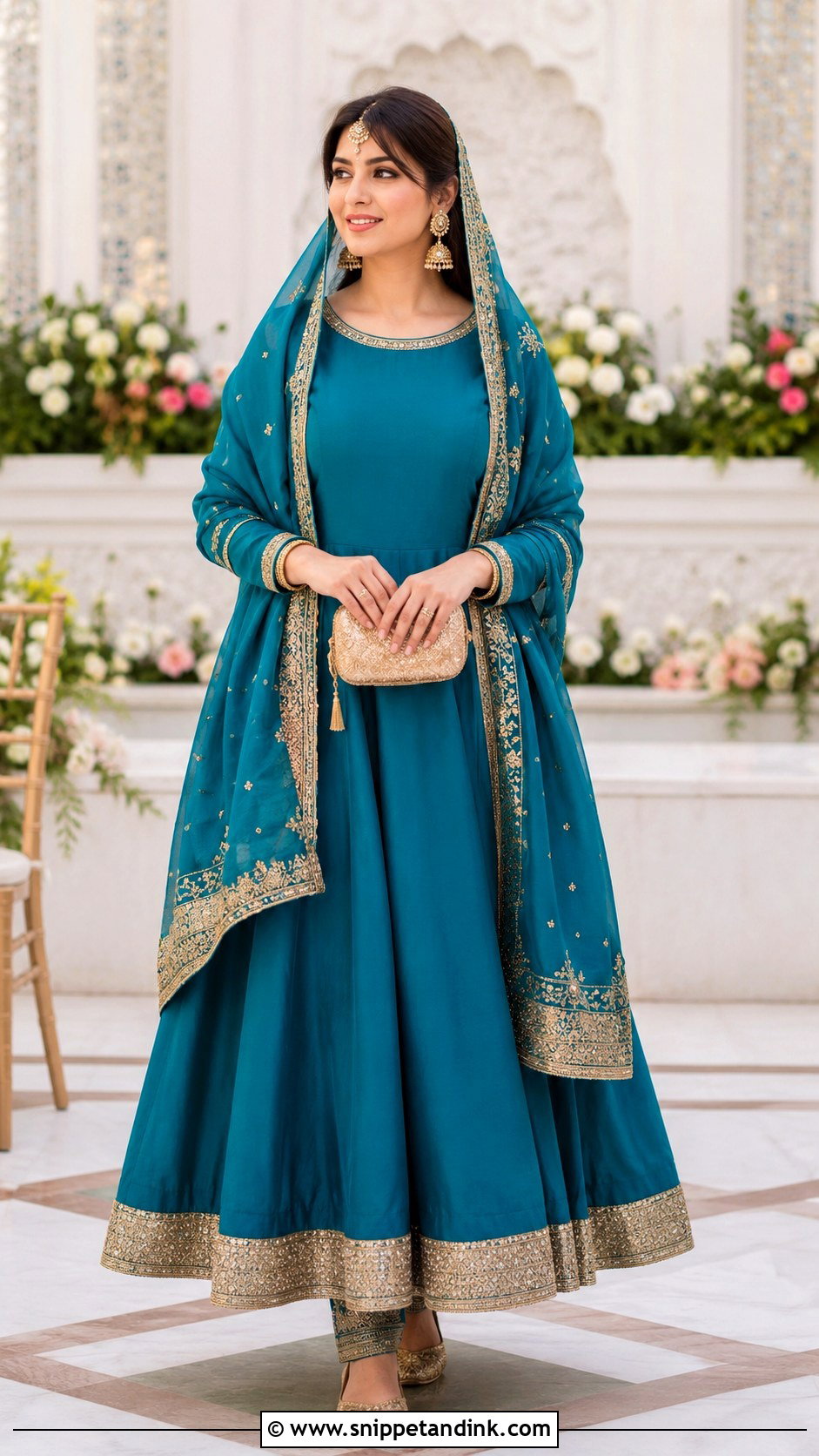 Teal Anarkali Anand Karaj Outfit - Snippet and Ink - 30 Anand Karaj Outfit Ideas