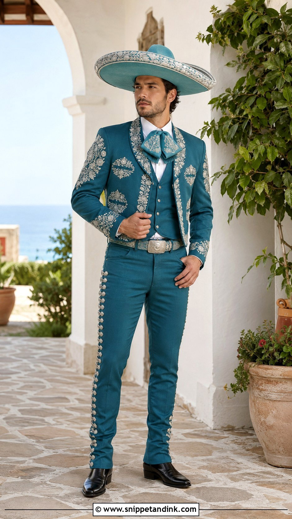 Teal And Silver Charro Wedding Suit - Snippet and Ink - 20 Charro Wedding Suit Ideas