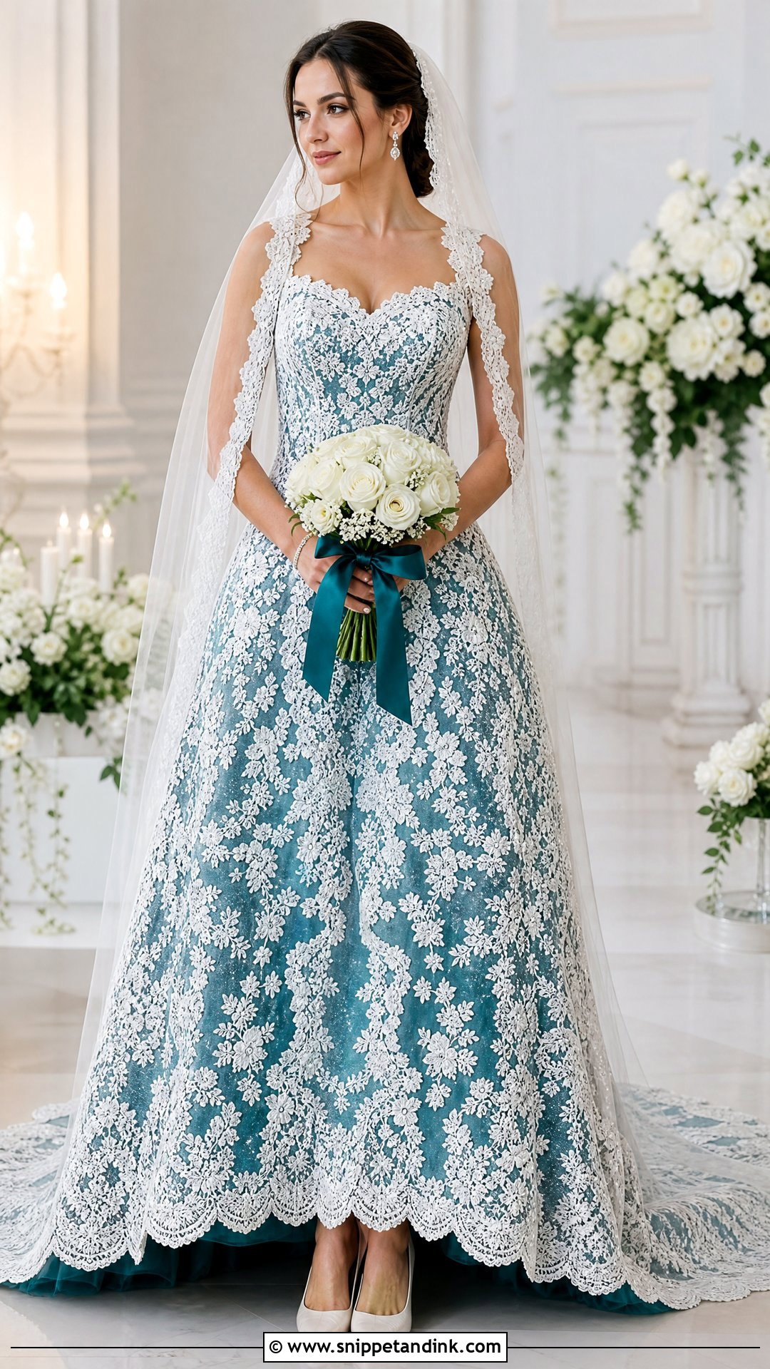 Teal And White Lace Wedding Dress - Snippet and Ink - 25 Teal Wedding Dress Ideas