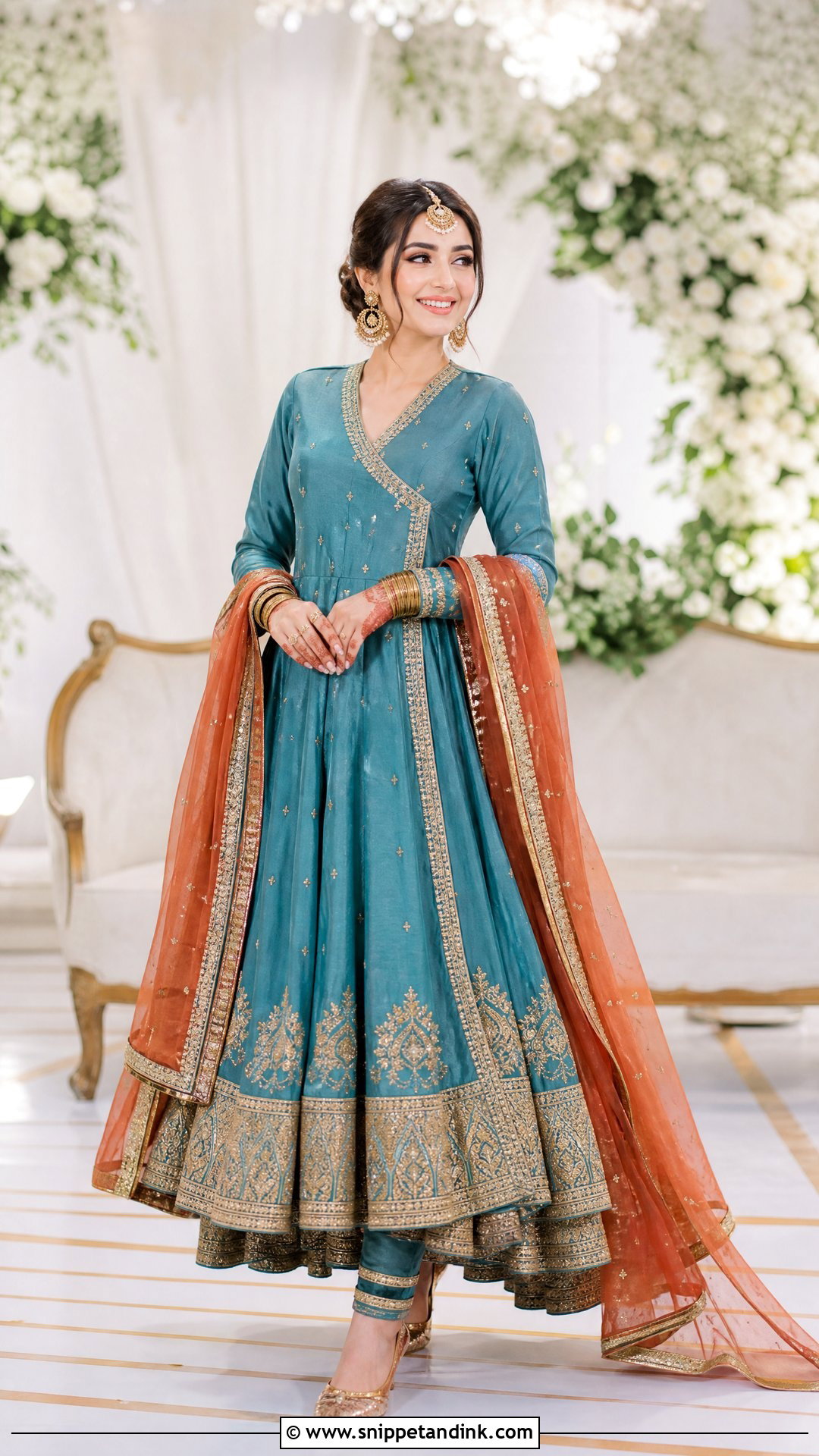Teal Angrakha Bridal Pishwas - Snippet and Ink - 20 Pakistani Bridal Outfits