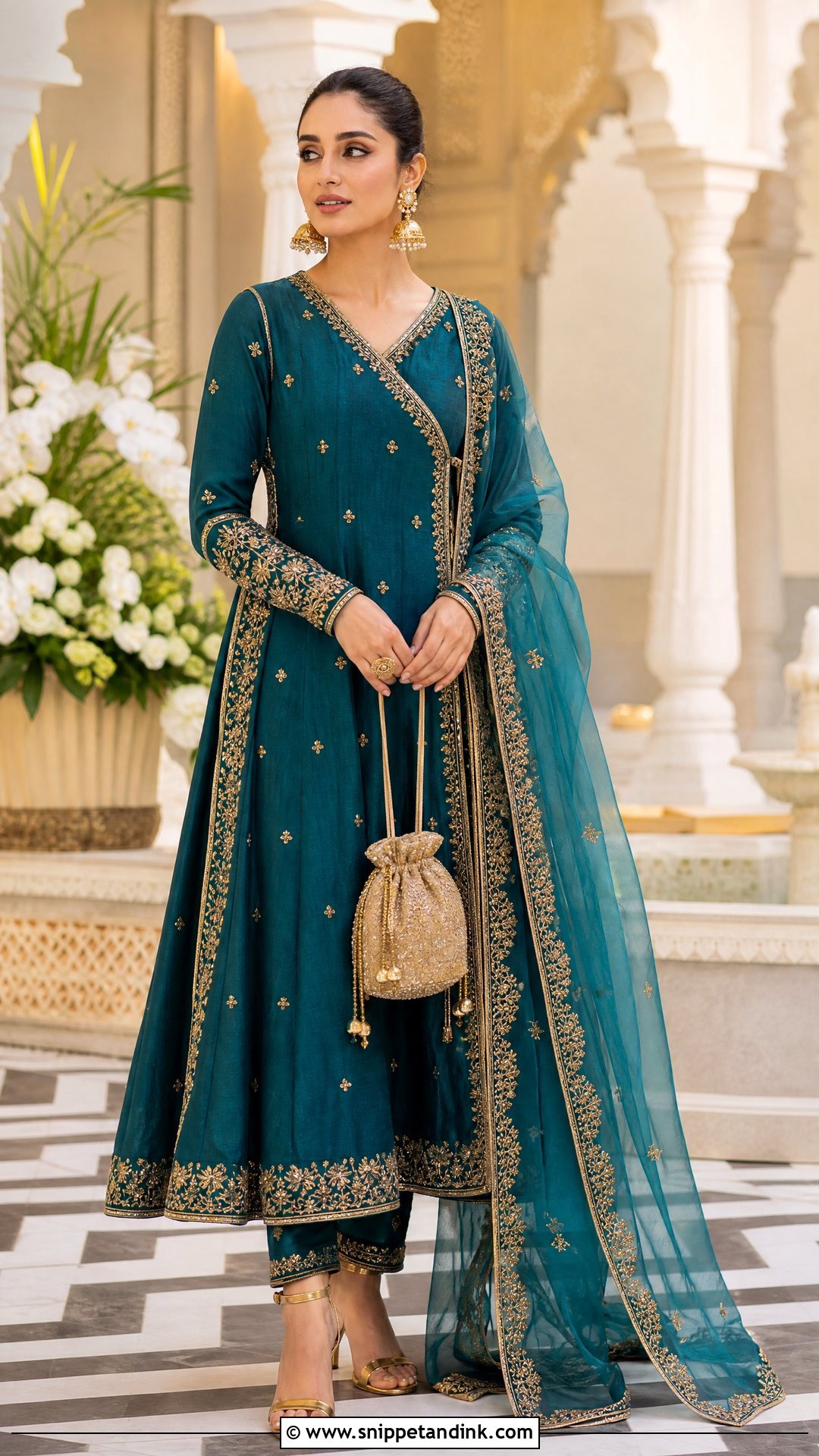 Teal Angrakha Pakistani Wedding Outfit - Snippet and Ink - 20 Pakistani Wedding Outfit Ideas
