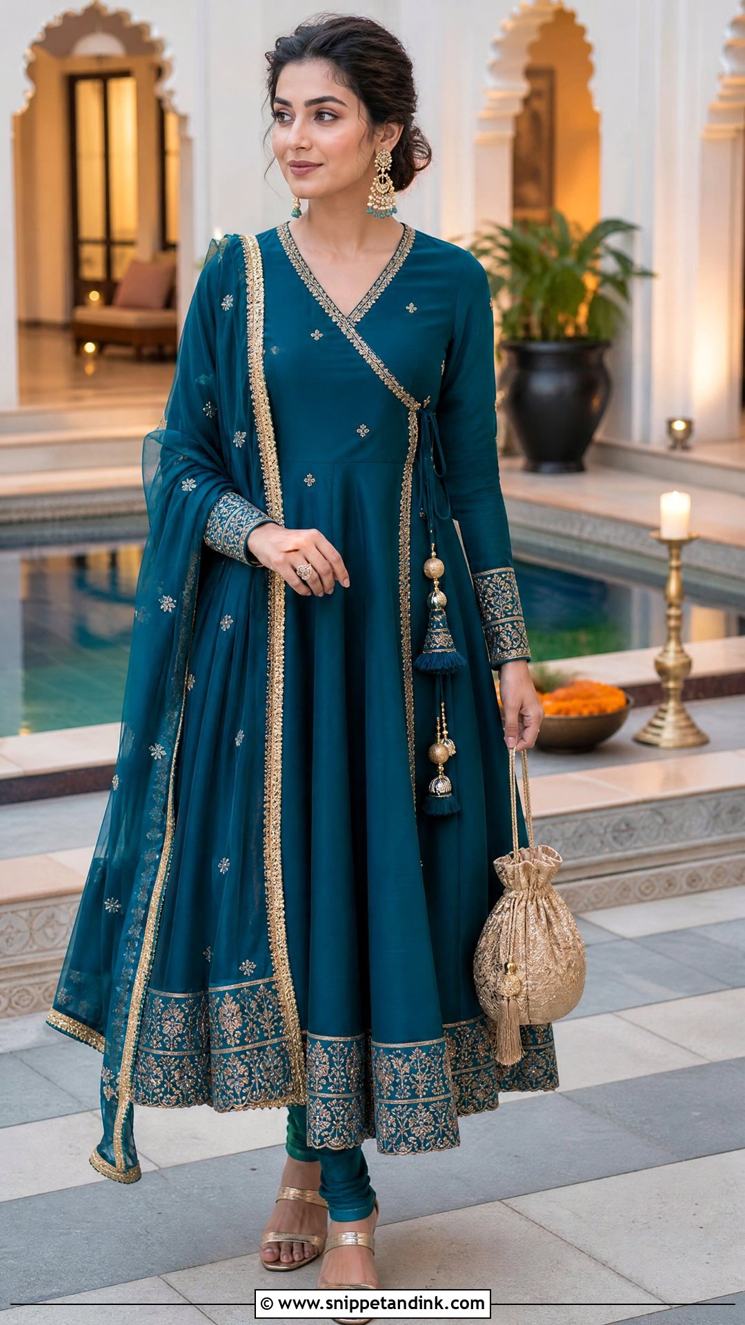 Teal Angrakha Salwar Suit - Snippet and Ink - 20 Wedding Salwar Suits