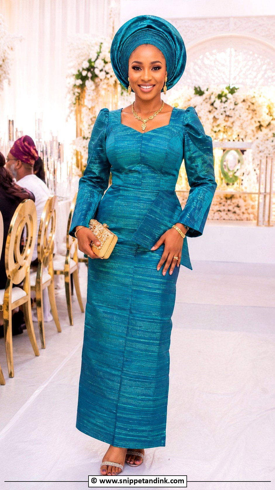 Teal Asooke Skirt And Blouse - Snippet and Ink - 25 Asooke Styles for Brides