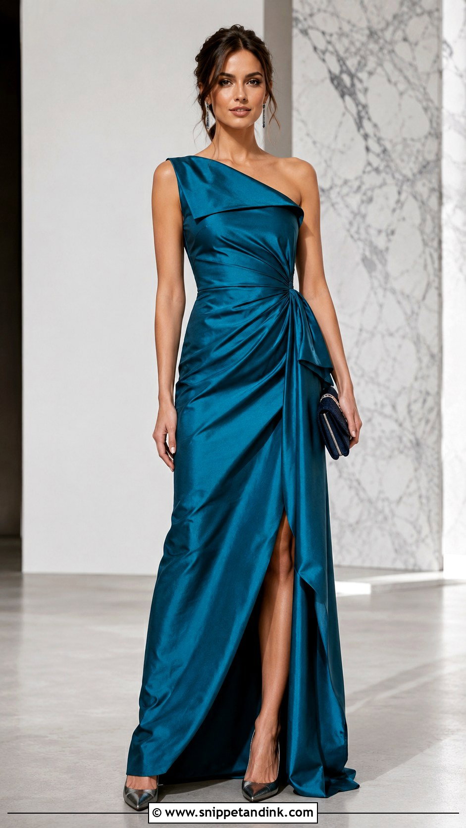 Teal Asymmetrical Taffeta Gown - Snippet and Ink - 20 Taffeta Gown Ideas