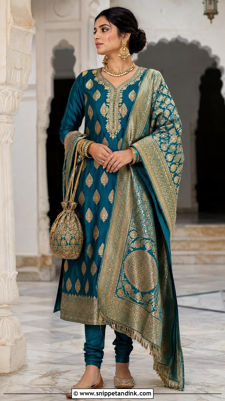 Teal Banarasi Bridal Salwar Suit - Snippet and Ink - 20 Bridal Salwar Suits