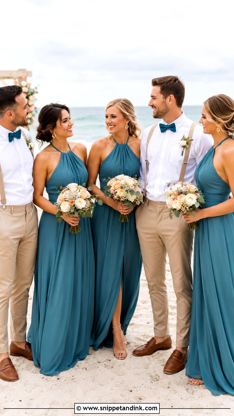 Teal Beach Wedding Party Attire - Snippet and Ink - 20 Beach Wedding Party Attire Ideas