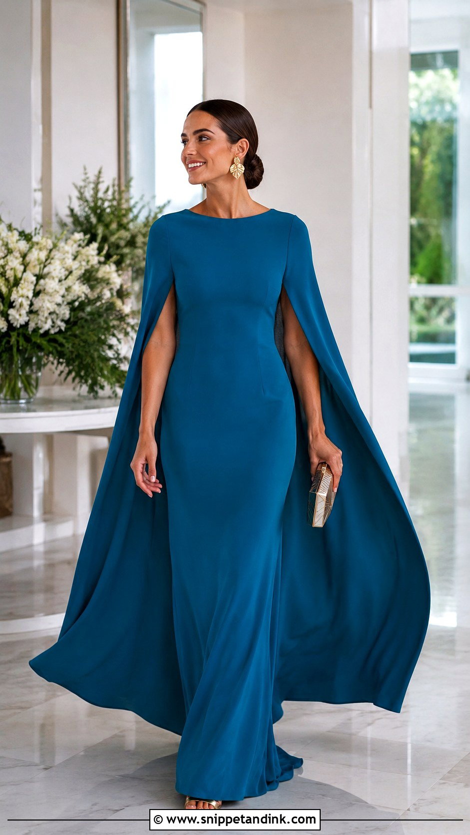 Teal Blue Cape Gown - Snippet and Ink - 20 Blue Gown Ideas