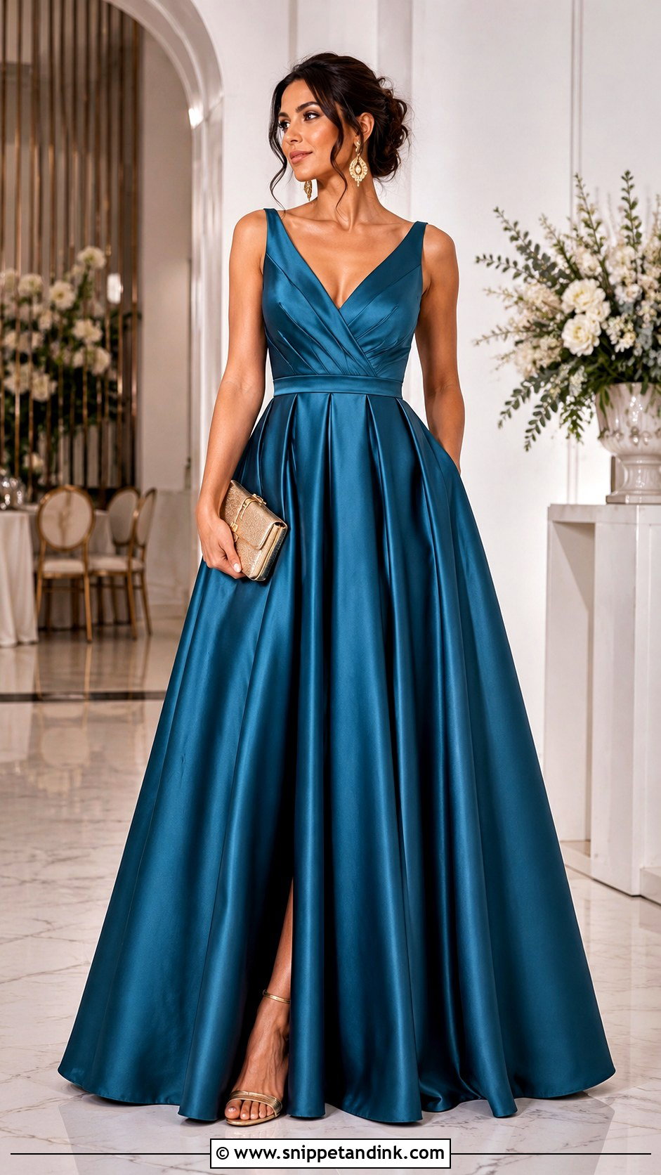 Teal Blue Satin Ball Gown - Snippet and Ink - 20 Ball Gown Blue Ideas
