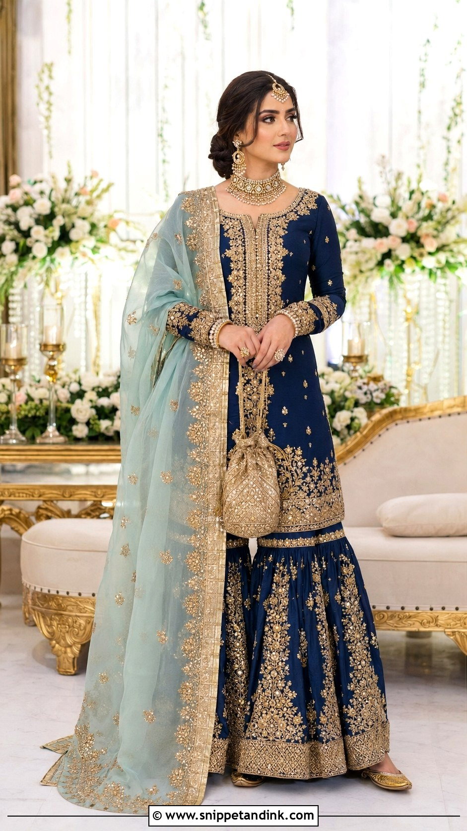 Teal Blue Walima Angrakha - Snippet and Ink - 20 Blue Walima Dress Ideas