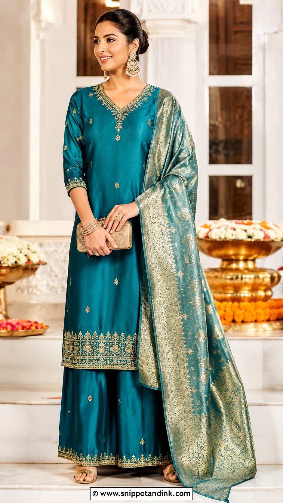 Teal Bridal Silk Salwar Suit - Snippet and Ink - 25 Bridal Salwar Suits Wedding
