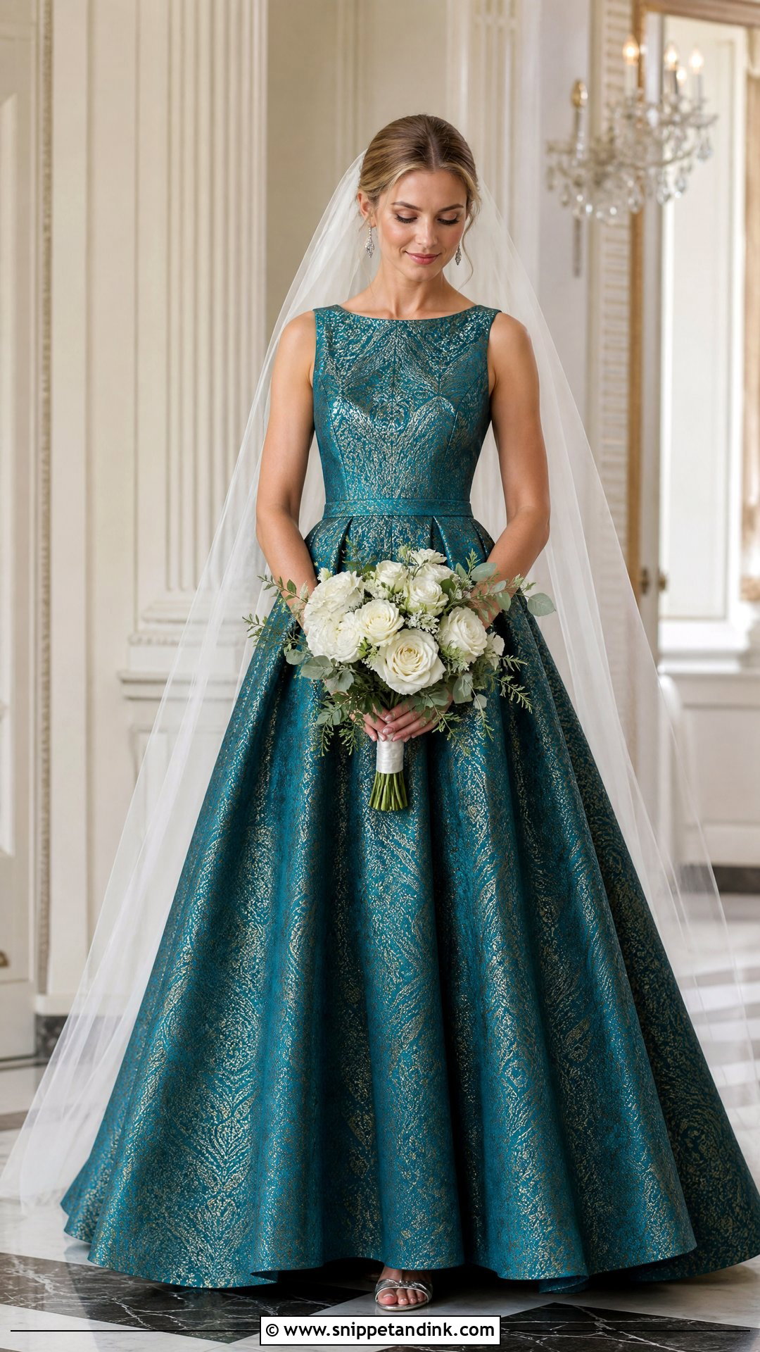 Teal Brocade Wedding Dress - Snippet and Ink - 25 Teal Wedding Dress Ideas