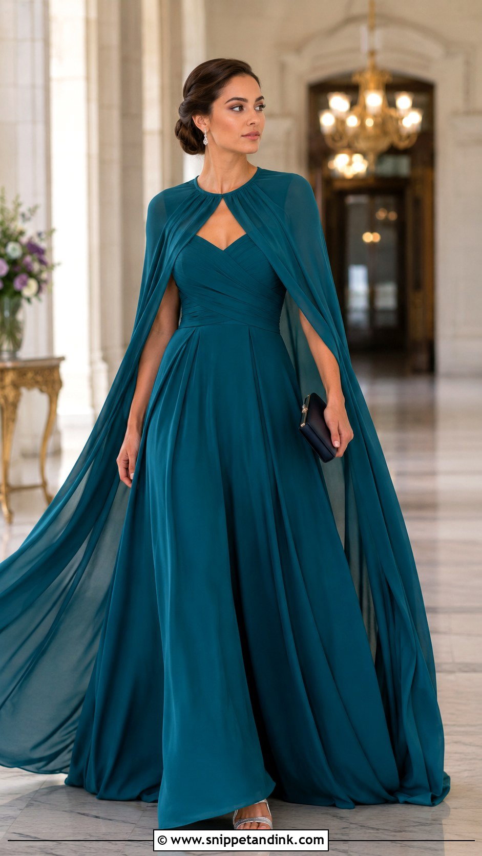 Teal Cape Balloon Gown - Snippet and Ink - 20 Balloon Gown Ideas