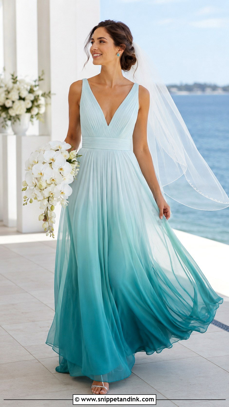 Teal Dip Dye Wedding Dress - Snippet and Ink - 20 Dip Dye Wedding Dress Ideas